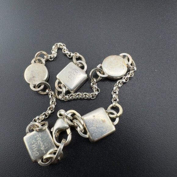 Sterling Silver Chinese Characters Bracelet 7" - Picture 9 of 11